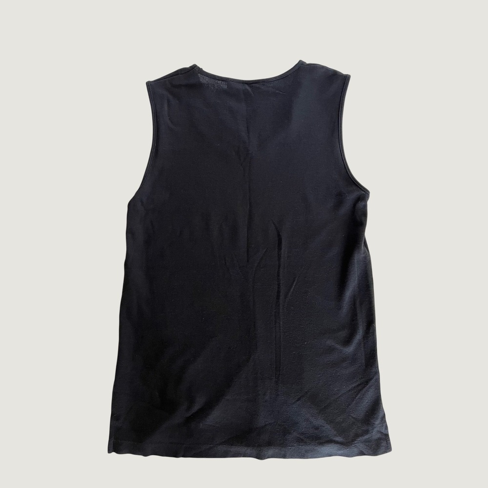 New Frontier Womens Black Sleeveless Split Neck Tank Top Side Slits Size XS - Picture 3 of 8
